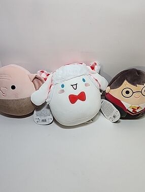 Set Of 3 New Squishmallows White Plush with Red Bow and Pink Piggy Harry Porter